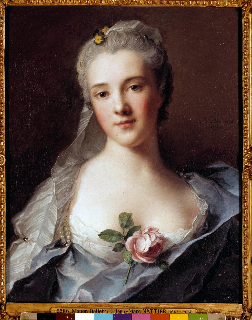 建築家ジャン・フランソワ・ブロンデル（1705-1774）の妻、マノン・バレッティ（1740-1776）の肖像 ジャン・マルク（Jean-Marc）・ナティエ（1685-1766）の絵画 作： ジャン・マルク・ナティエ