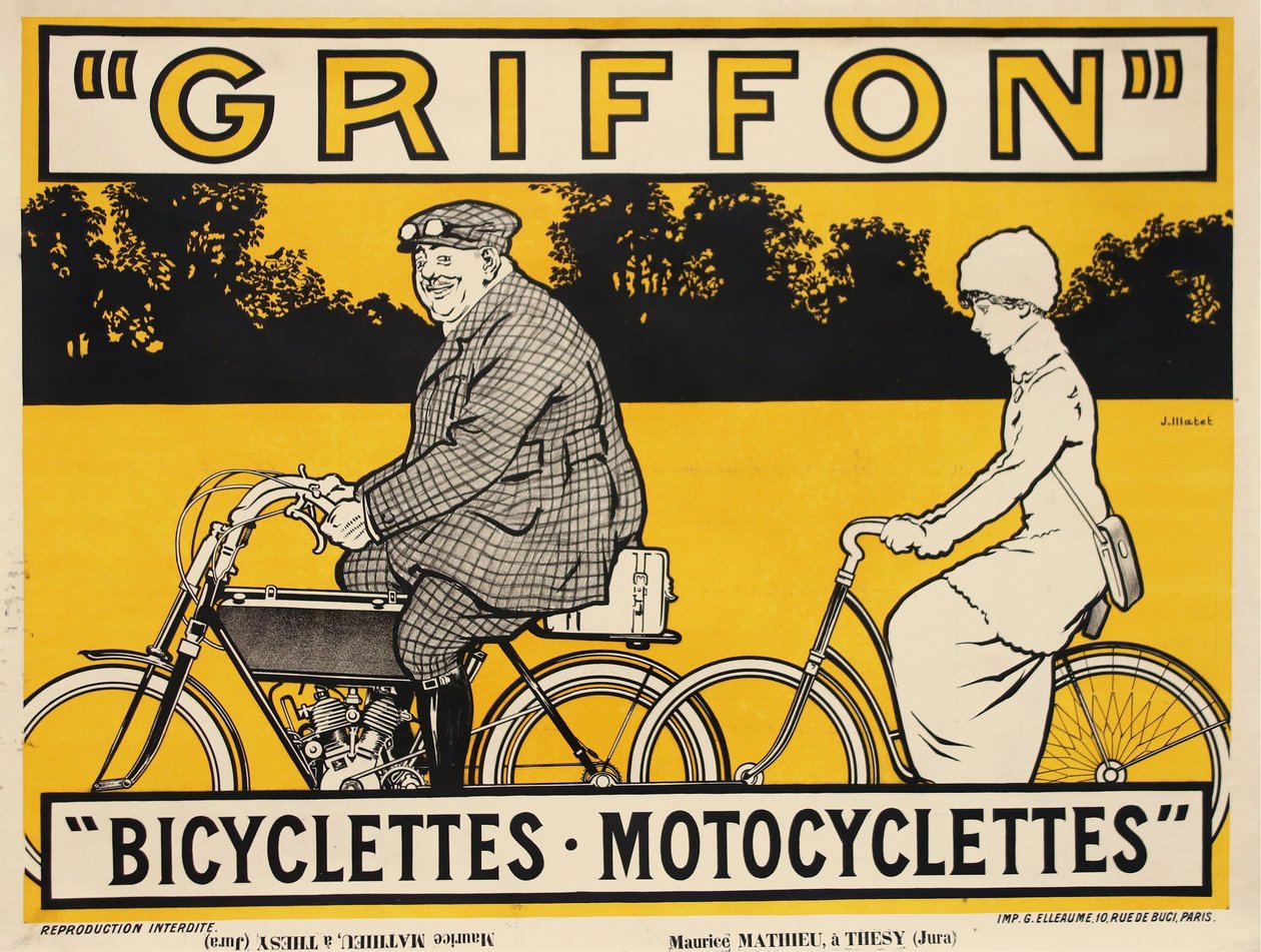 グリフォン自転車オートバイ、c。 1905年。 作： ジャン・マテット