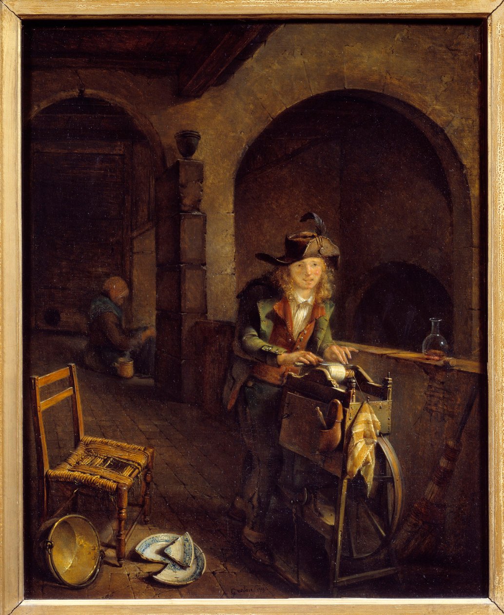小さなグラインダージャン・ミシェル・グロボン（1770-1853）による絵画、1794年リヨン、美術館 作： ジャン・ミシェル・グロボン