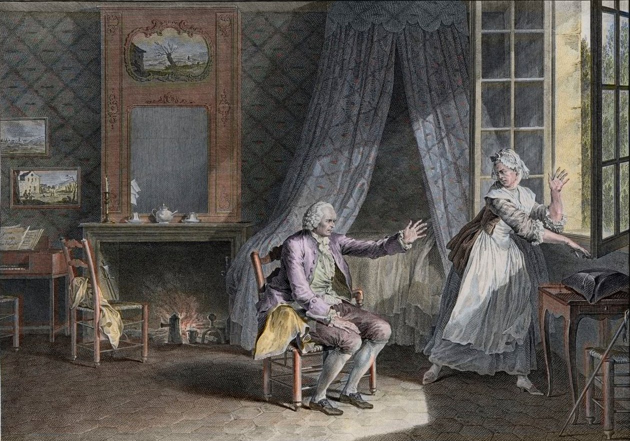 ジャン・ジャック・ルソーの最後の言葉（1712-1778）ジュネーブの英語圏の作家。18世紀末のエングレーヴィング、Moreau le Jeune Les Dernieres Paroles Jean-Jacques Rousseau d