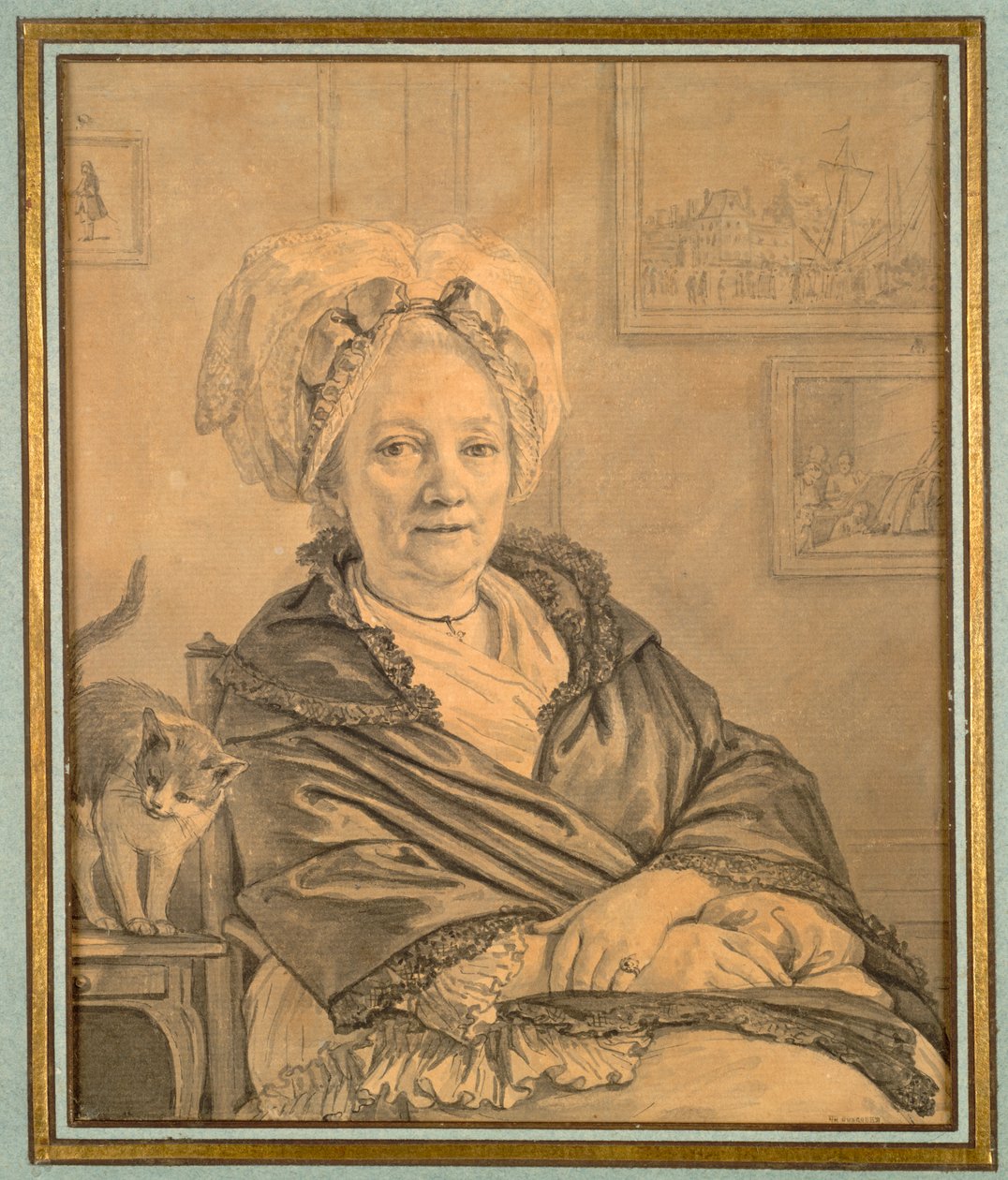 猫と一緒に座っている女性、c。 1776年。 作： ジャン＝ミッシェル・ザ・ヤング・モロー