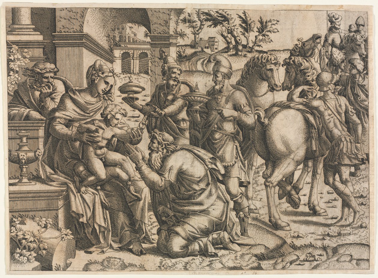 賢者の礼拝c。 1545年。 作： ジャン・ミニョン