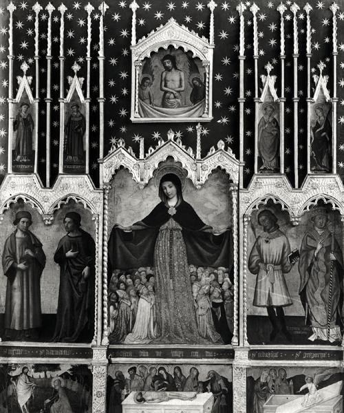Virgin of Mercy、c.1429（詳細167594も参照）（パネル上のテンペラ） 作： ジャン・ミライレ