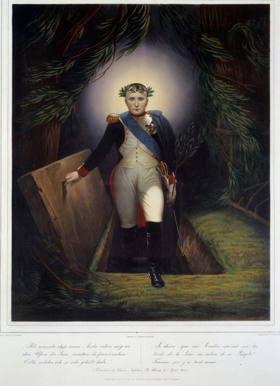 ナポレオン1世（1769年～1821年）の墓からの足元の肖像。ジャン・ジャック・ヴェルナー（1791-1849）とジャン・ピエール・マリー・ジャゼ（1788-1871）。 作： ジャン・ピエール・マリー・ジャゼ