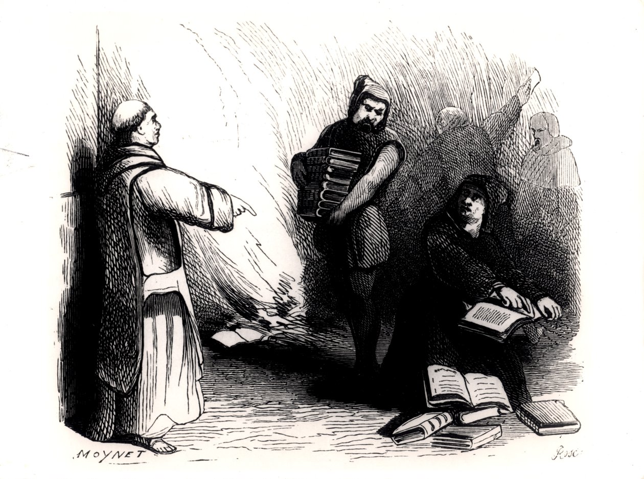 1874年、パリのユージーンブリフォーによる「Le Secret de Rome au XIXe siecle」から、インデックス委員会が注文したローマの本の自動ダフェ 作： ジャン・ピエール・モネ