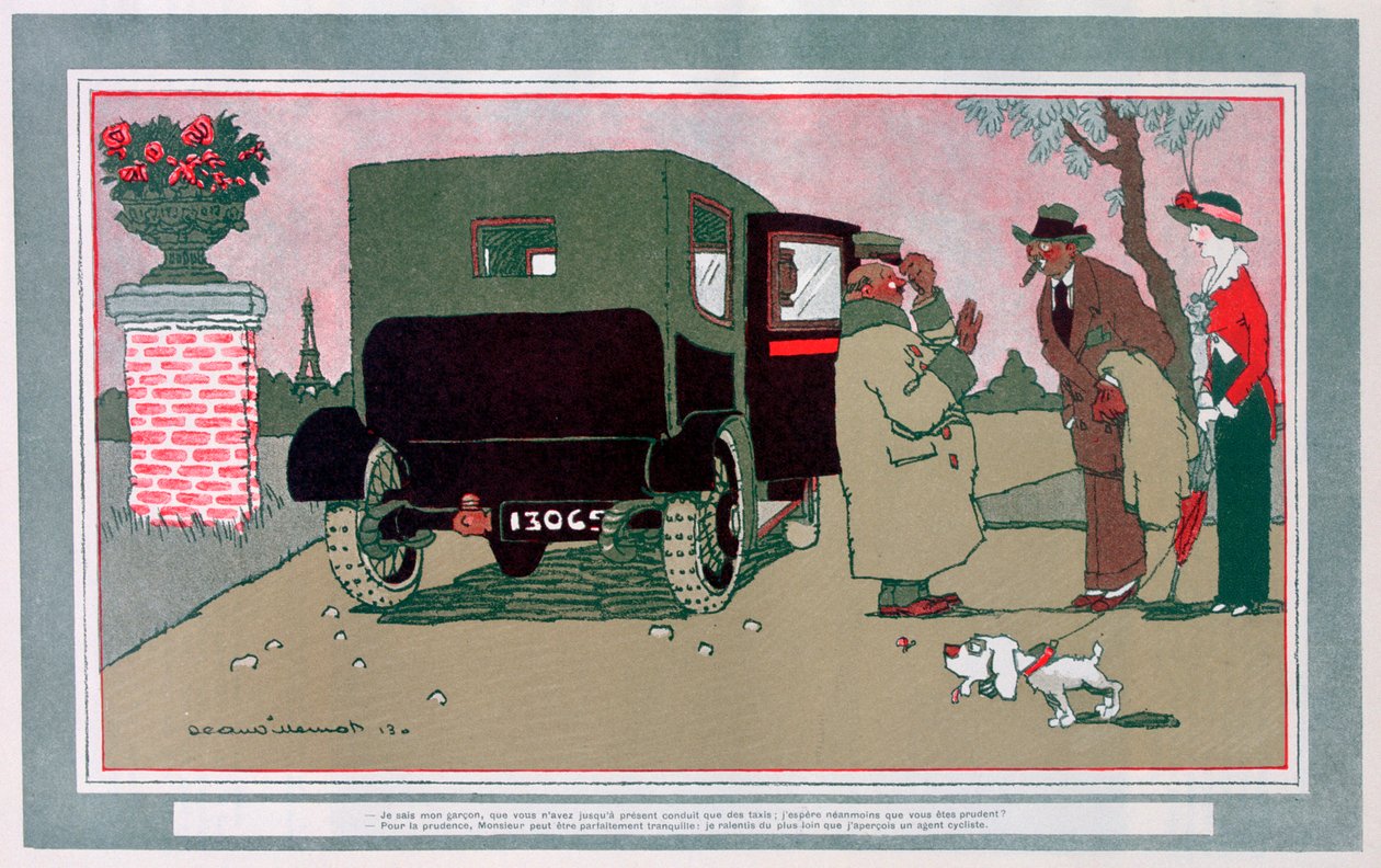 新しい運転手」、フランスのモーター漫画、1913年 作： ジャン・ヴューモ