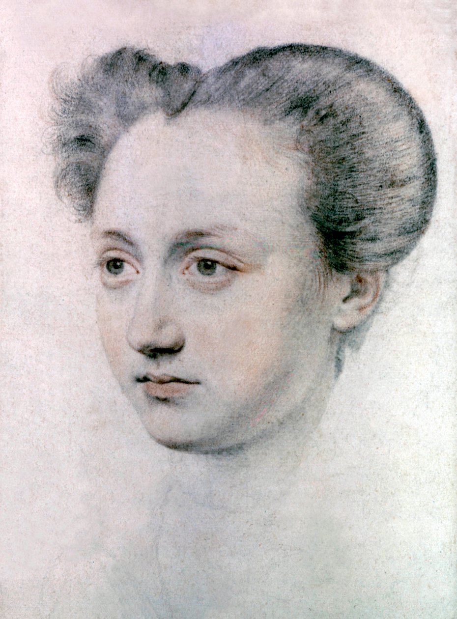 マリー・トゥーシェ（1549-1638）フランス王シャルル9世の愛人、1570年頃（デッサン 作： ジャン・ド・コート