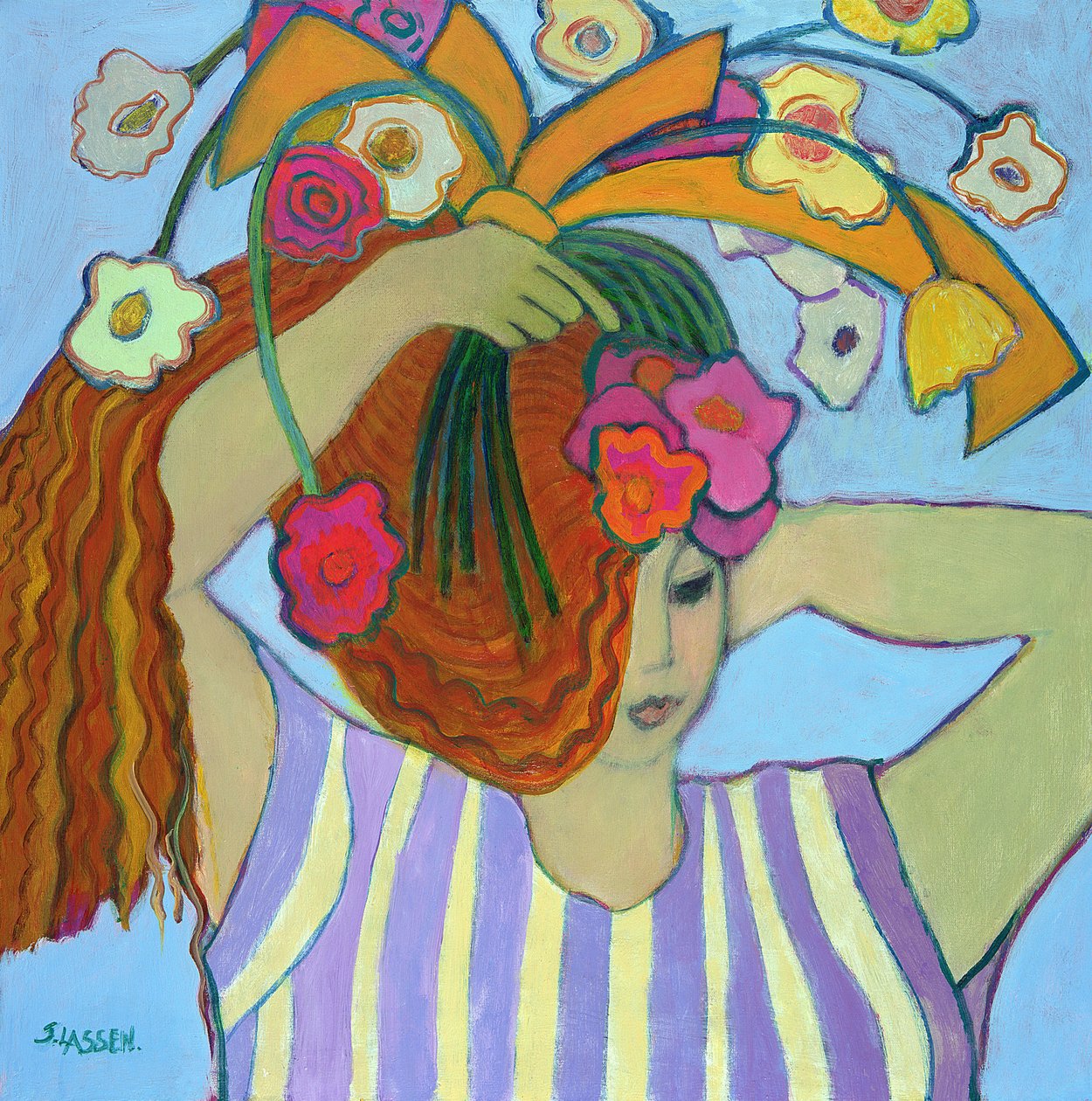 彼女の髪の花2003-04（キャンバスにアクリル） 作： ジャネット・ラッセン