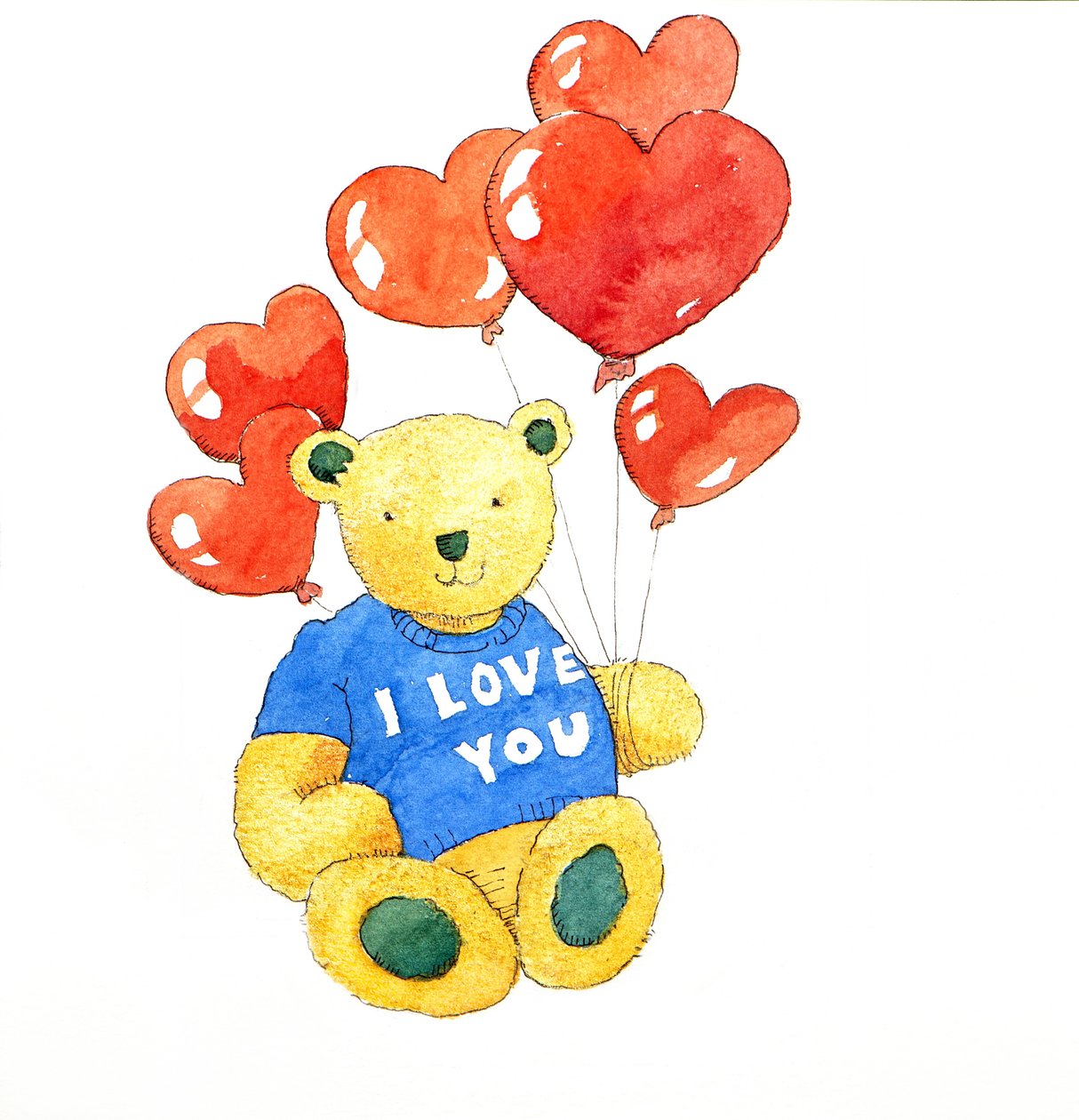 I love you bear - 風船、2011年（水彩画） 作： ジェニファー・アボット