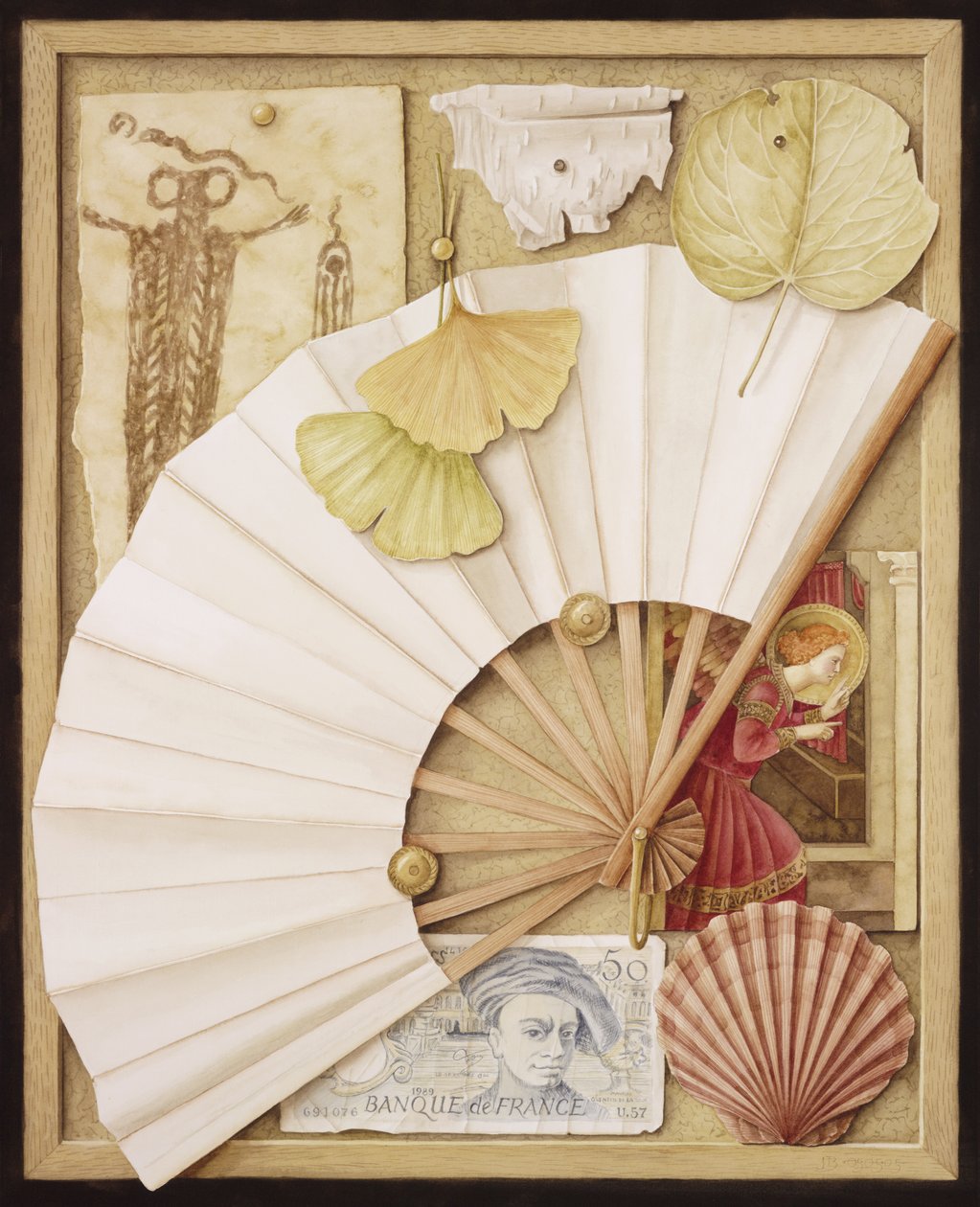 Trompe LOeil with Fan、2005（紙にトイレ） 作： ジェニー・バロン