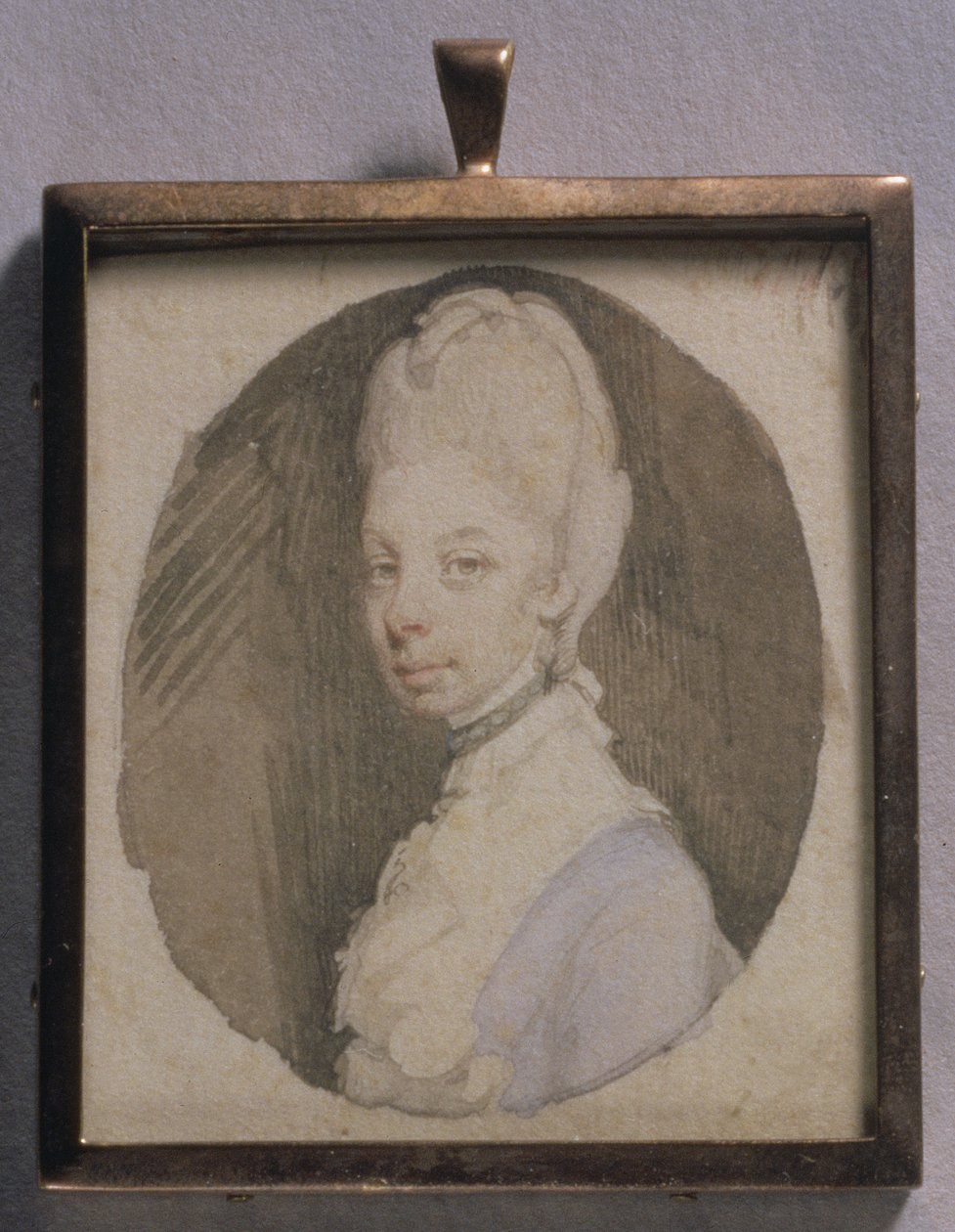 シャーロット女王の肖像ミニチュア、1772年頃（象牙のトイレ） 作： ジェレマイア・マイヤー