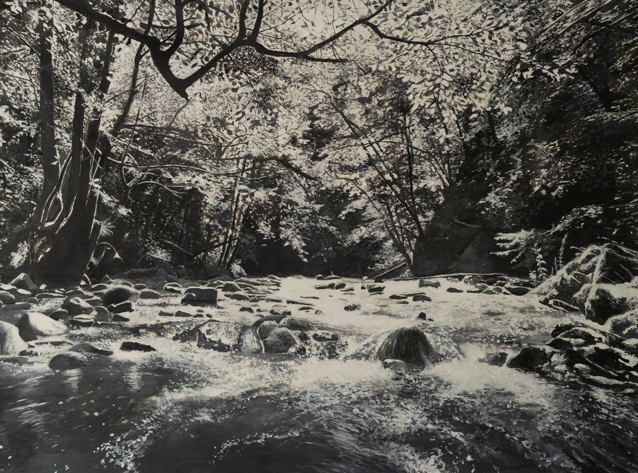 川の風景、2024年（キャンバスに油彩） 作： ジェローム・グロモー