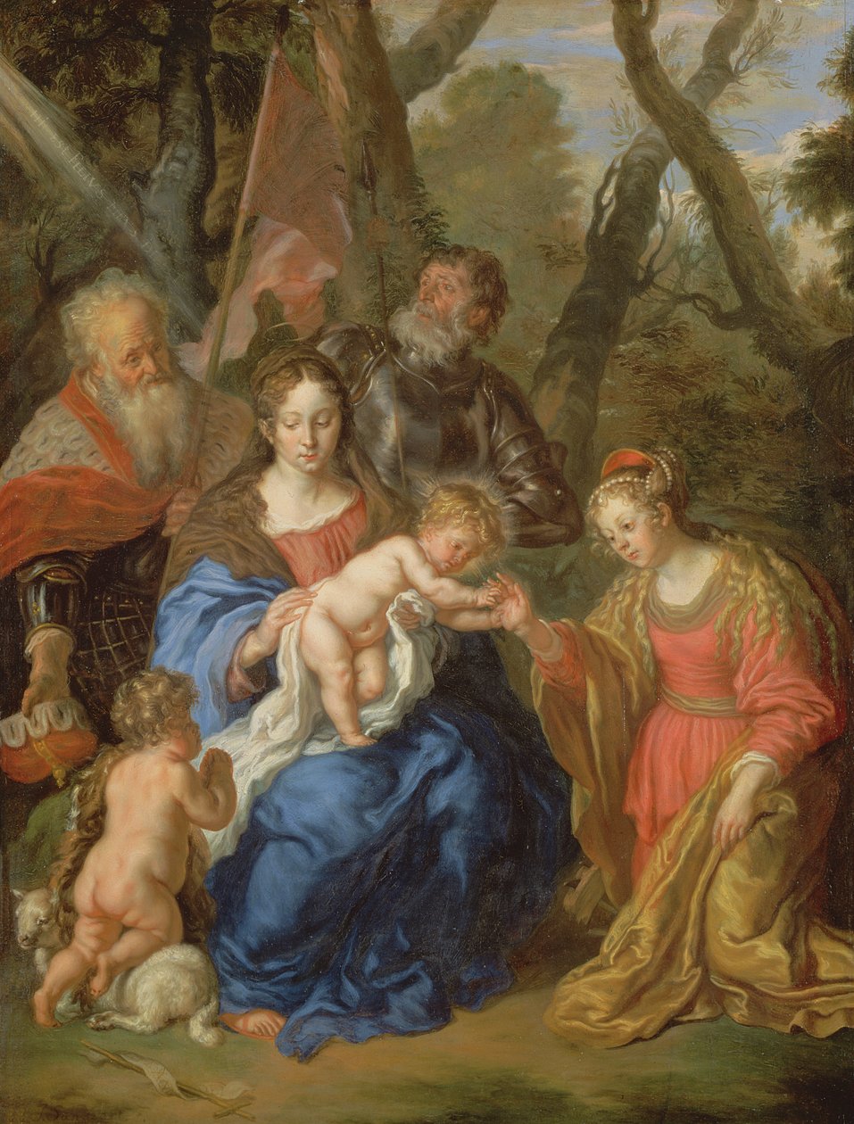 セントキャサリンの神秘的な結婚、セントレオポルドとセントウィリアム、1647年（パネル） 作： ヨアヒム・フォン・サンドラート