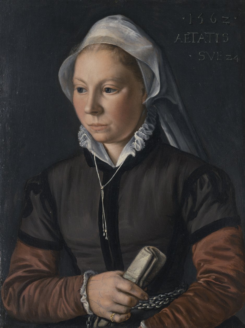 若い女性の肖像画、1562 作： ヨアヒム・ブーケラール