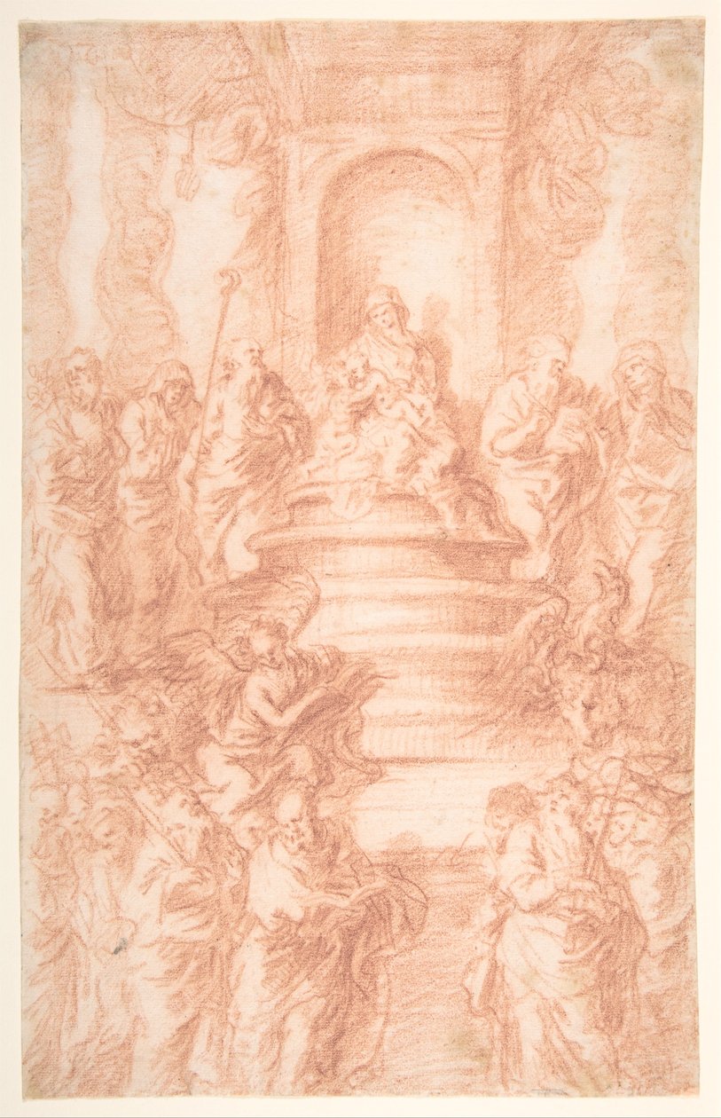 Die Heilige Sippe (Madonna mit Kind und St. Johannes) mit Propheten und Symbolen der vier Evangelisten 作： ヨアヒム・フォン・サンドラート
