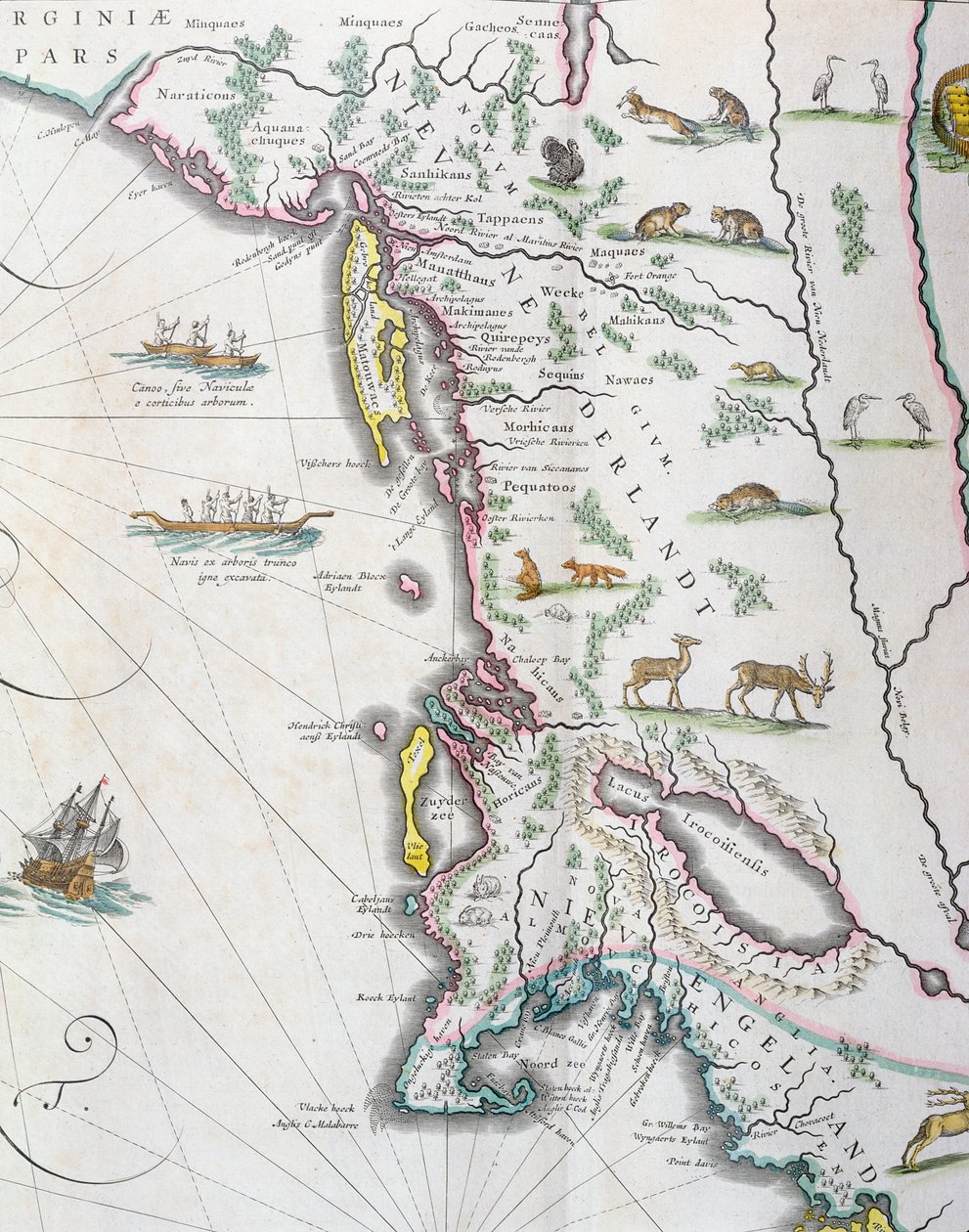 1647年、北アメリカの東海岸を描いた地図（93602および216517を参照） 作： Joan Blaeu