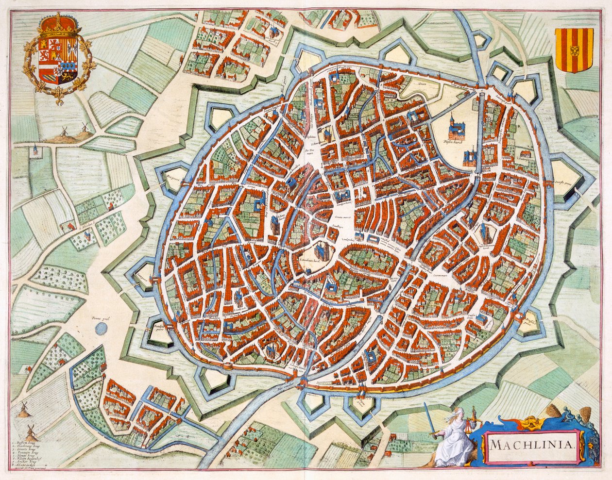 メッヘレン、1649年（手描きの彫刻） 作： Joan Blaeu