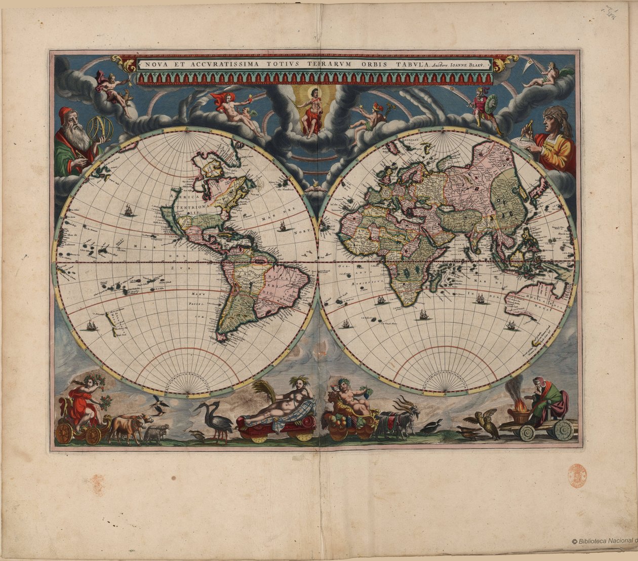 新しく「最も正確な」世界地図 作： Joan Blaeu