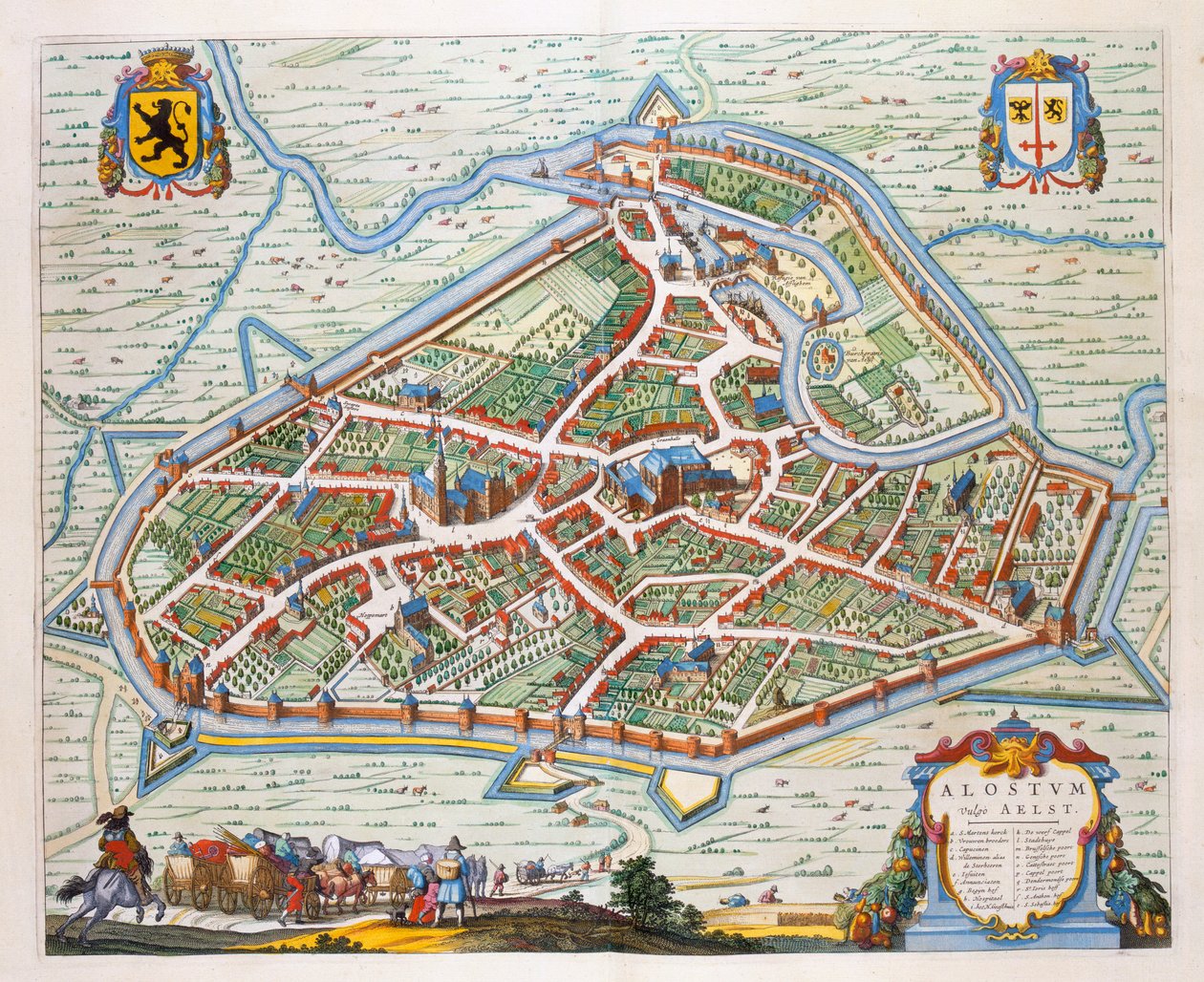 アールスト、1649年（手描きの彫刻） 作： Joan Blaeu