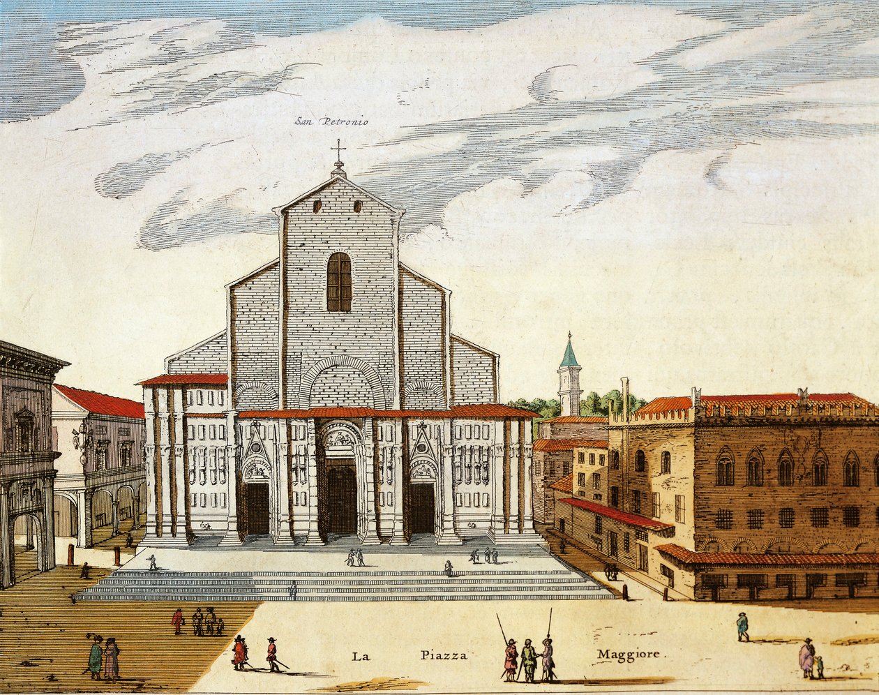 イタリア、ボローニャ、ヴェニーチェのサン・ペトロニオ大聖堂、プリント 作： Joan Blaeu