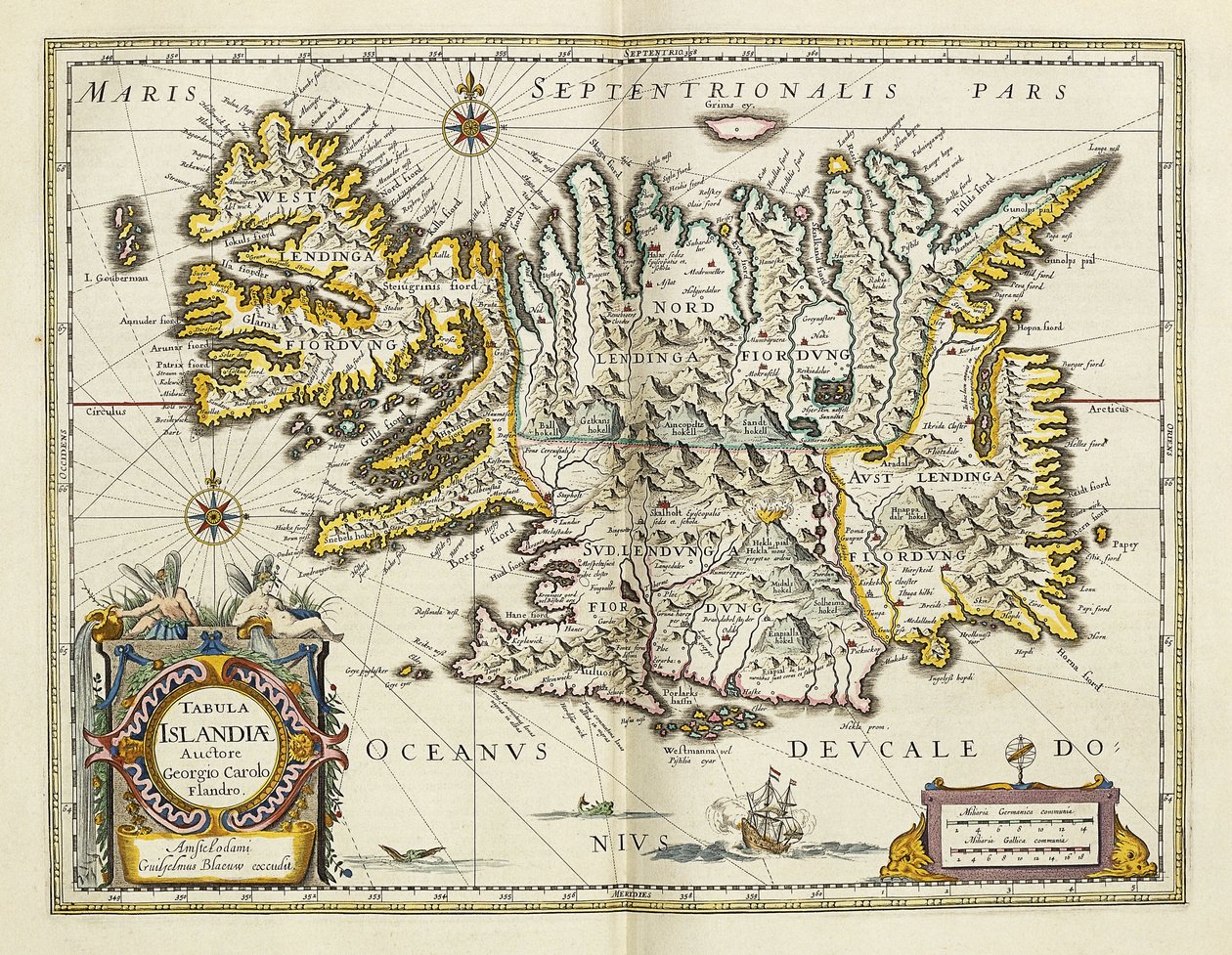 「Atlas Maior Sive Cosmographia Blaviana」からのアイスランドの地図、1662年 作： Joan Blaeu