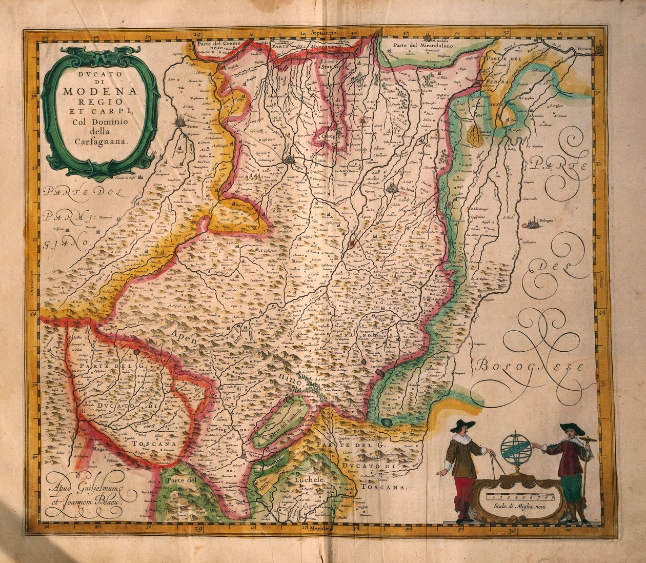 モデナの地図（Joan Blaeu著「Theatrum civitatum et admirandorum Italiae」より）、エングレーヴィング 作： Joan Blaeu