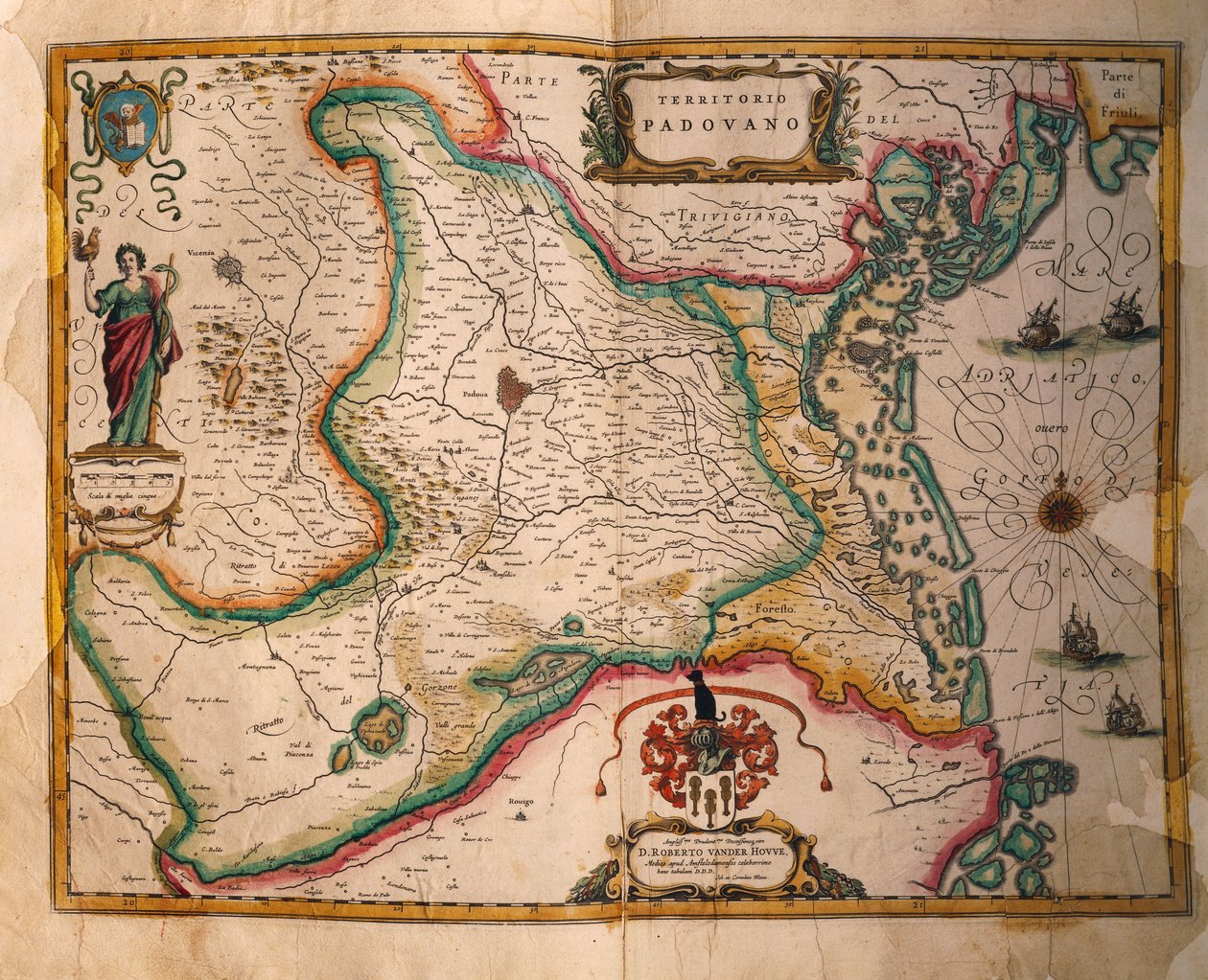 Joan BlaeuのTheatrum civitatum et admirandorum Italiaeからのパドヴァン・ドメインの地図、彫刻。 作： Joan Blaeu