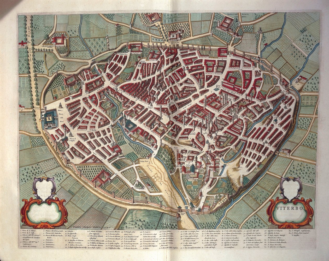 ヴィテルボの地図（Joan Blaeu著『Theatrum civitatum et admirandorum Italiae』より）、エングレーヴィング 作： Joan Blaeu