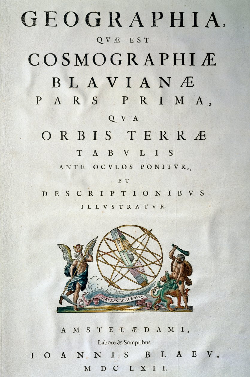 Joan Blaeu（1596-1673）作「Atlas maior」第1部タイトルページ、銅版画、アムステルダム 作： Joan Blaeu
