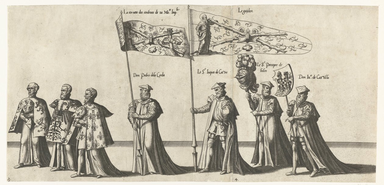 Deel van de optocht, nr. 4分の3 Begrafenisoptocht van keizer Karel V、1558（シリーズタイトル） Bru の街で祝われた、非常に偉大で非常に勝利した皇帝チャールズ 5 世の葬儀と葬儀で行われた壮大で豪華な葬儀パンプ 作： ジョアンネス・ヴァン・ドゥーテクム (I)