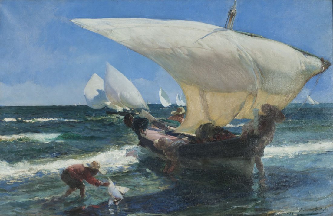 バレンシアの海岸で 作： JoaquínSorolla