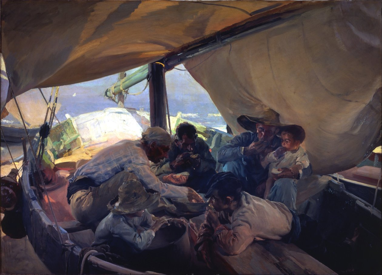 ボートでの昼食 作： JoaquínSorolla