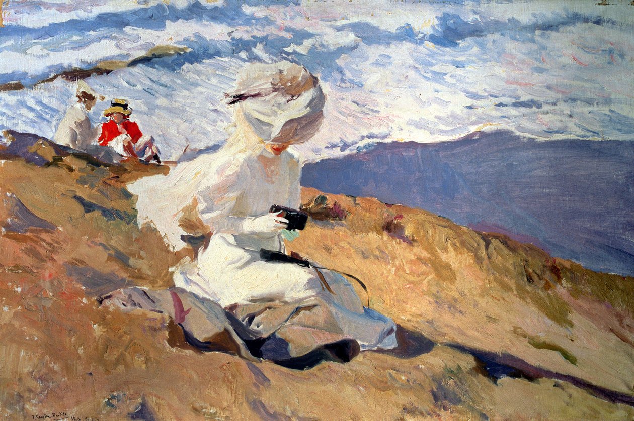 ビアリッツの海岸にて、20世紀、油彩・キャンバス 作： JoaquínSorolla