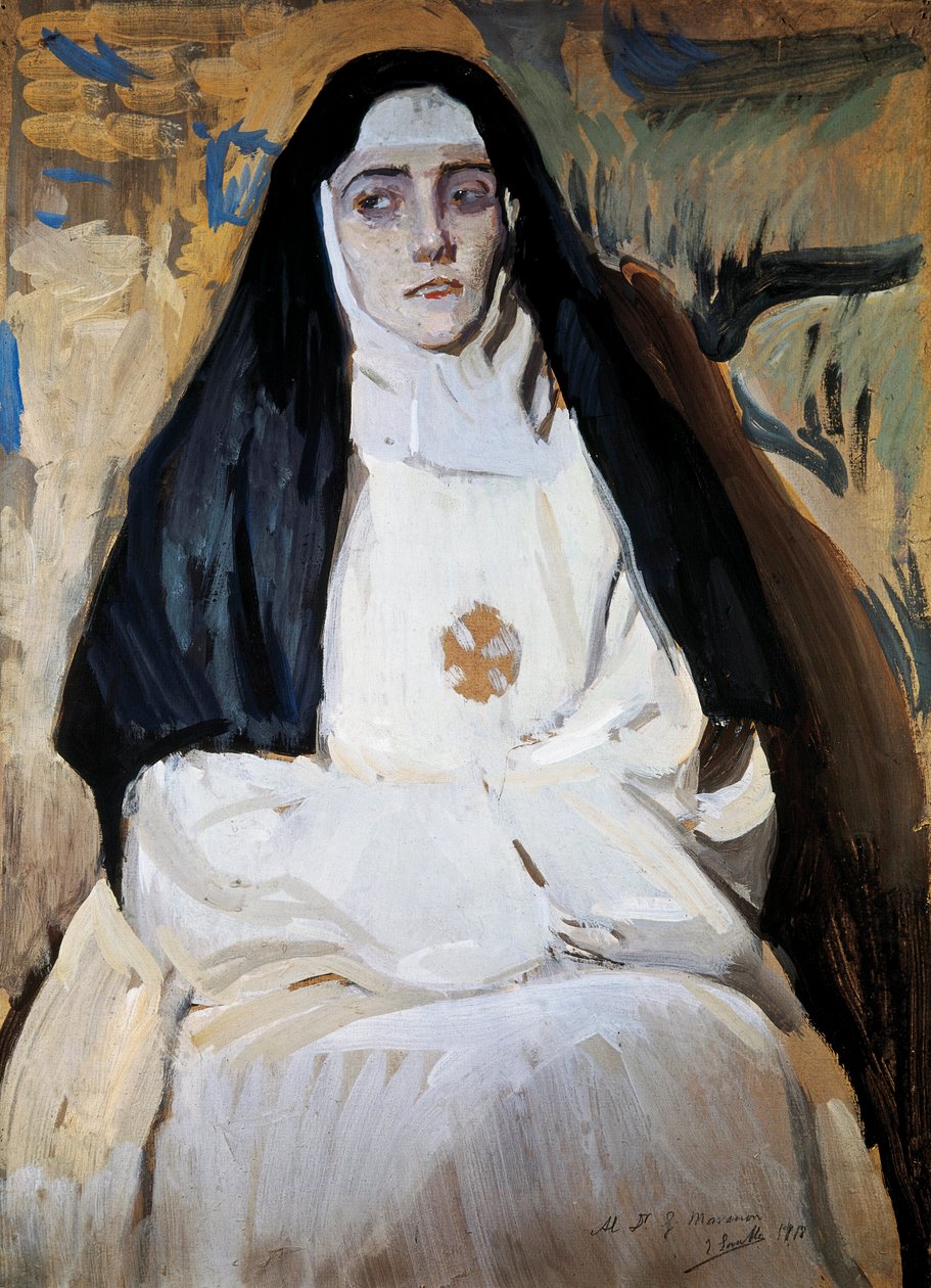 修道女。ホアキン・ソローリャ（1863-1923）による絵画