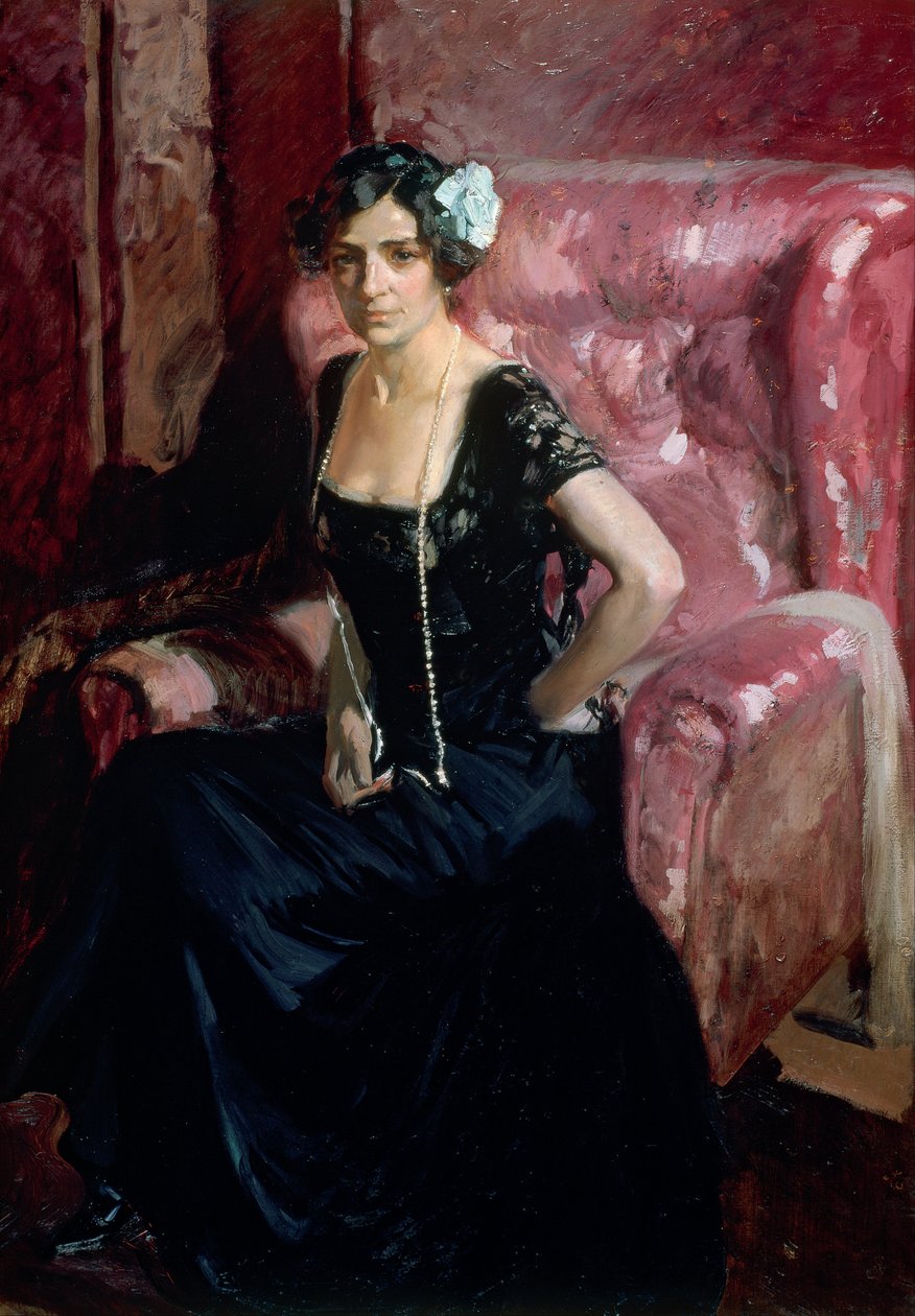 イブニングドレスのClotilde 作： JoaquínSorolla