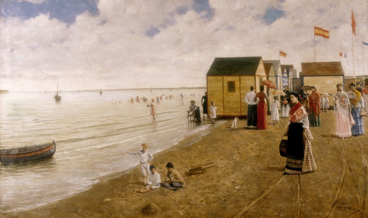 サンルカル・デ・バラメダのビーチ ホアキン・トゥリナ・サンドによる絵画 (1847-1903) 個人蔵。 作： ホアキントゥリーナアレナル