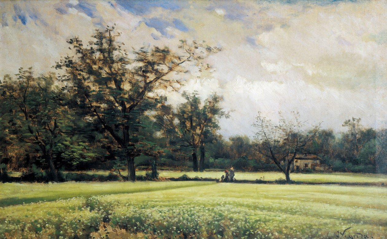 咲き誇るソバ。Joaquim Vayreda i Vila (1843-1894)の絵画。キャンバスに油彩、19世紀後半、スペイン美術。モンセラット美術館（スペイン）。 作： ジュアキン・バイレダ