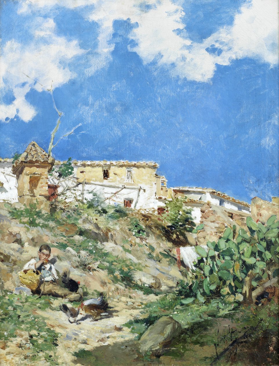 サグントバレンシアの人物像のある風景 作： JoaquínSorolla