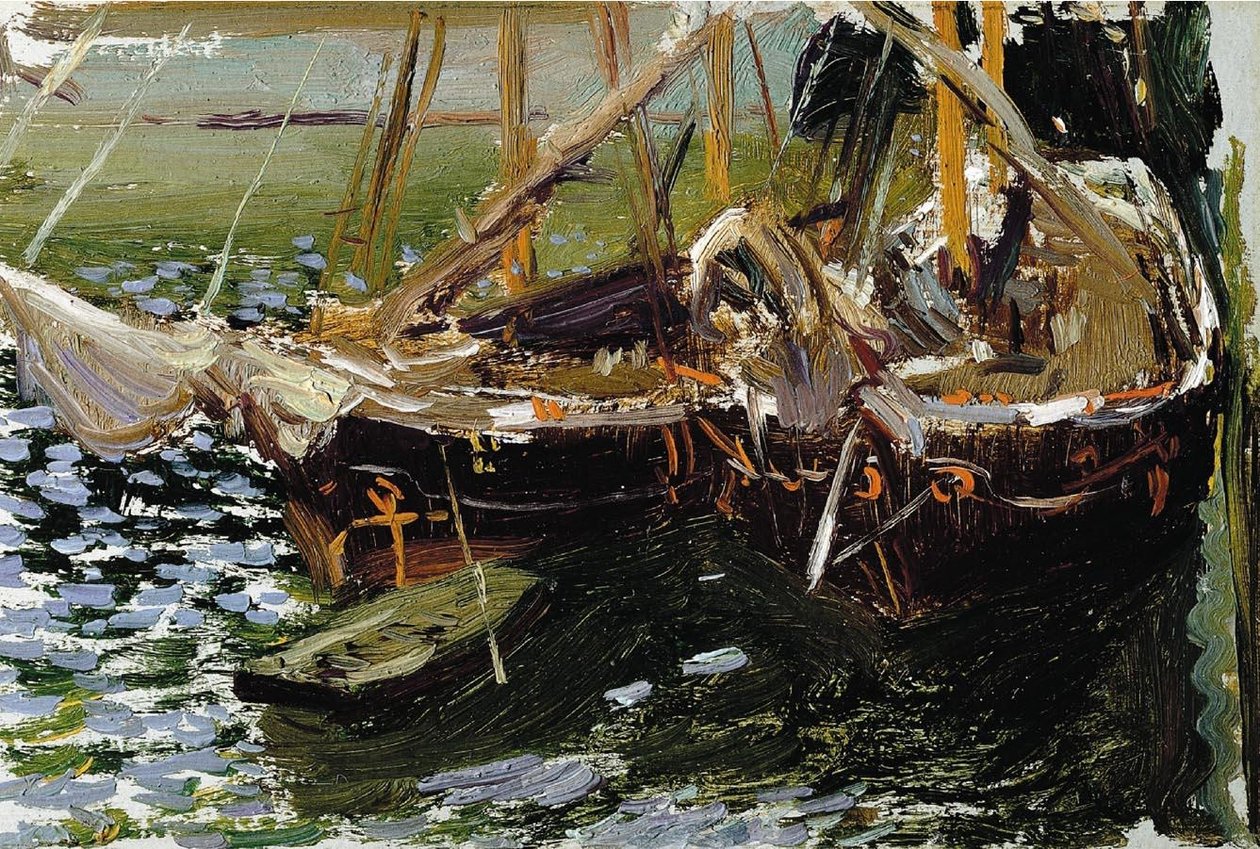 港のボート 作： JoaquínSorolla
