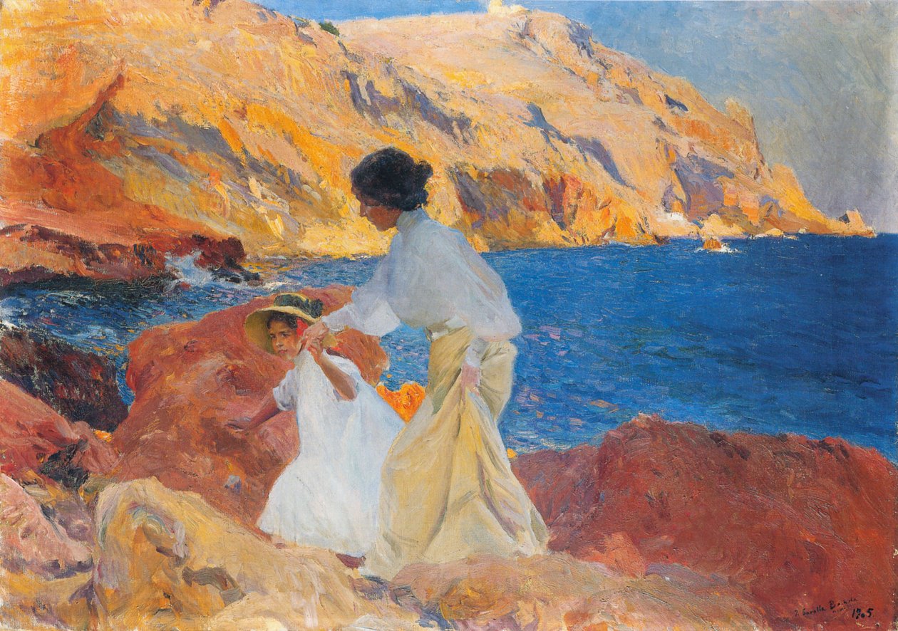 岩の上のクロティルデとエレナ 作： JoaquínSorolla
