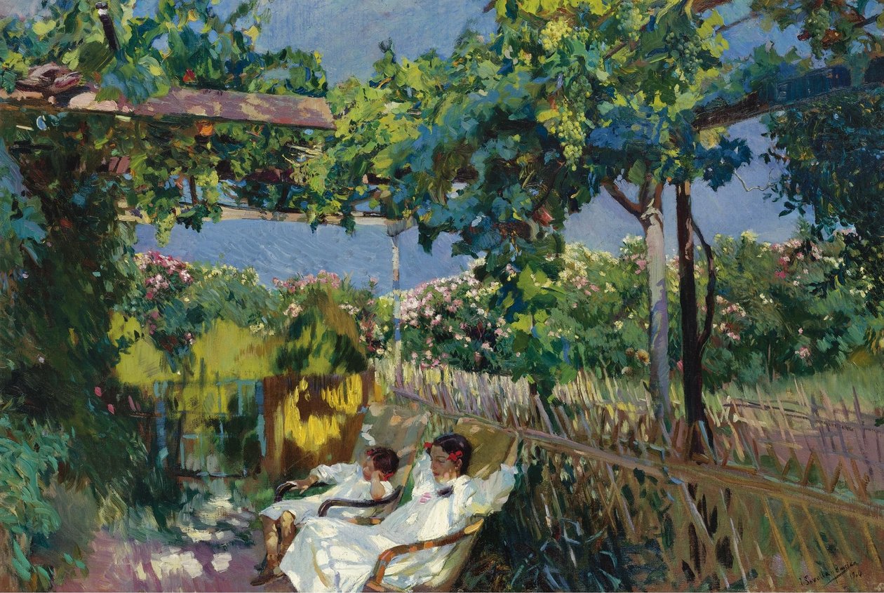 庭で昼寝 作： JoaquínSorolla