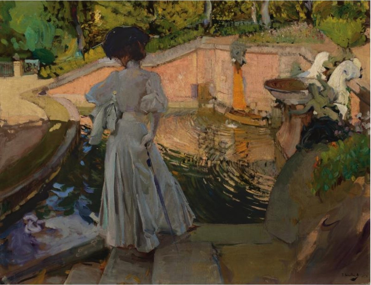 魚を見ているマリア。農場 作： JoaquínSorolla