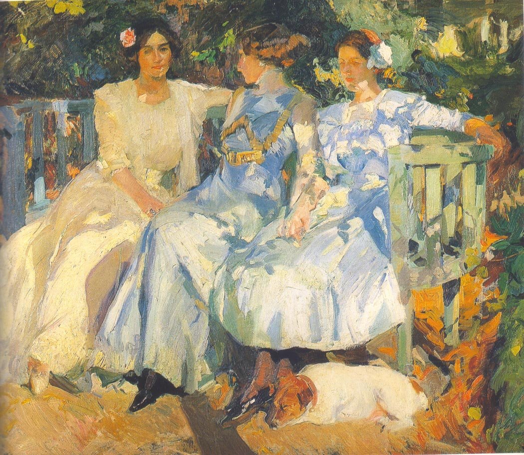 私の妻と庭の娘たち 作： JoaquínSorolla