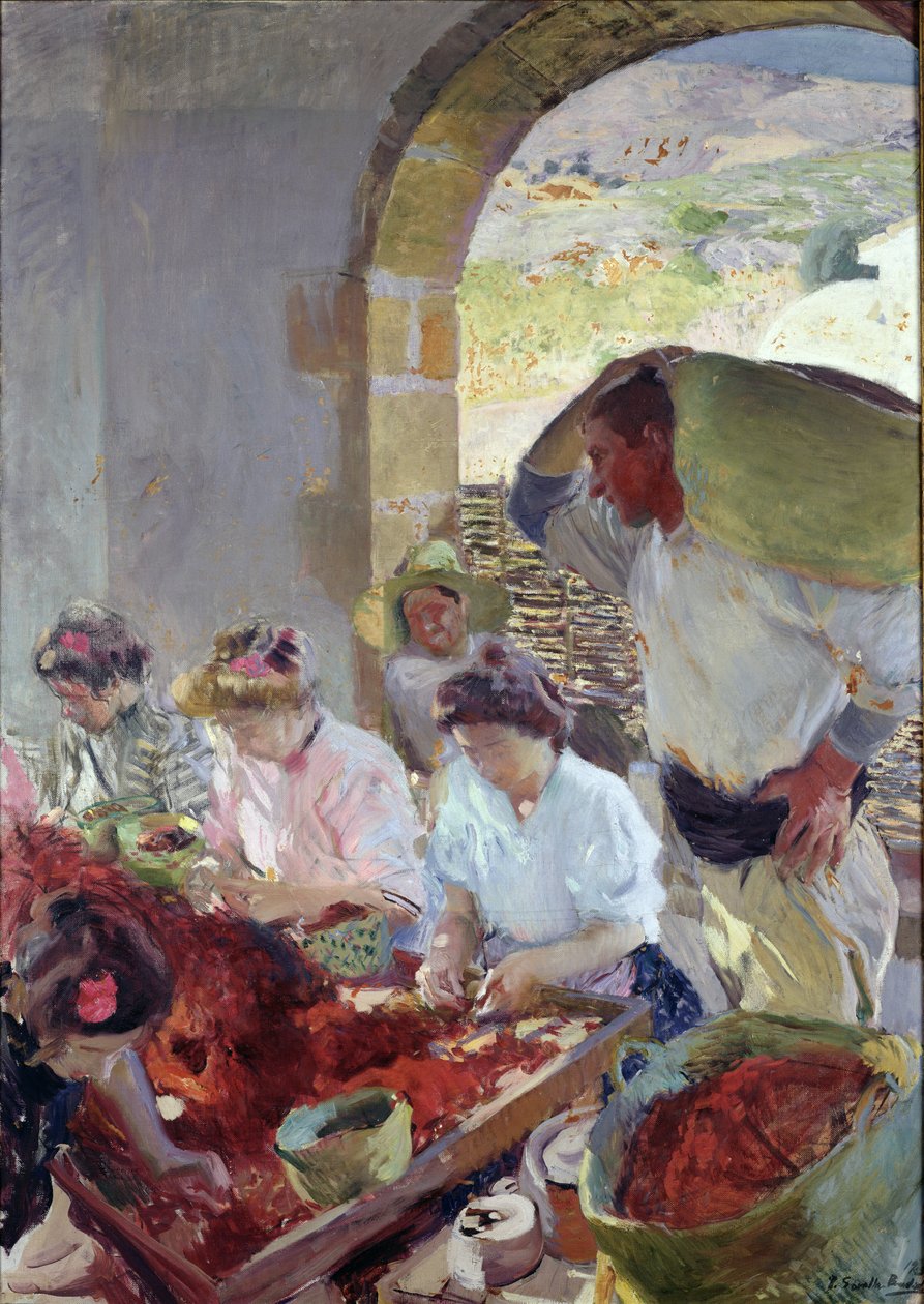 乾いたブドウの準備、1890 作： JoaquínSorolla