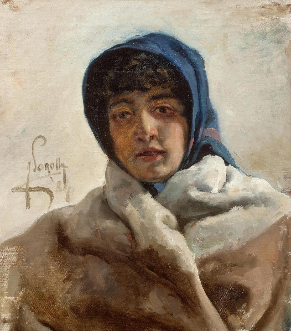 女性のポートレート 作： JoaquínSorolla