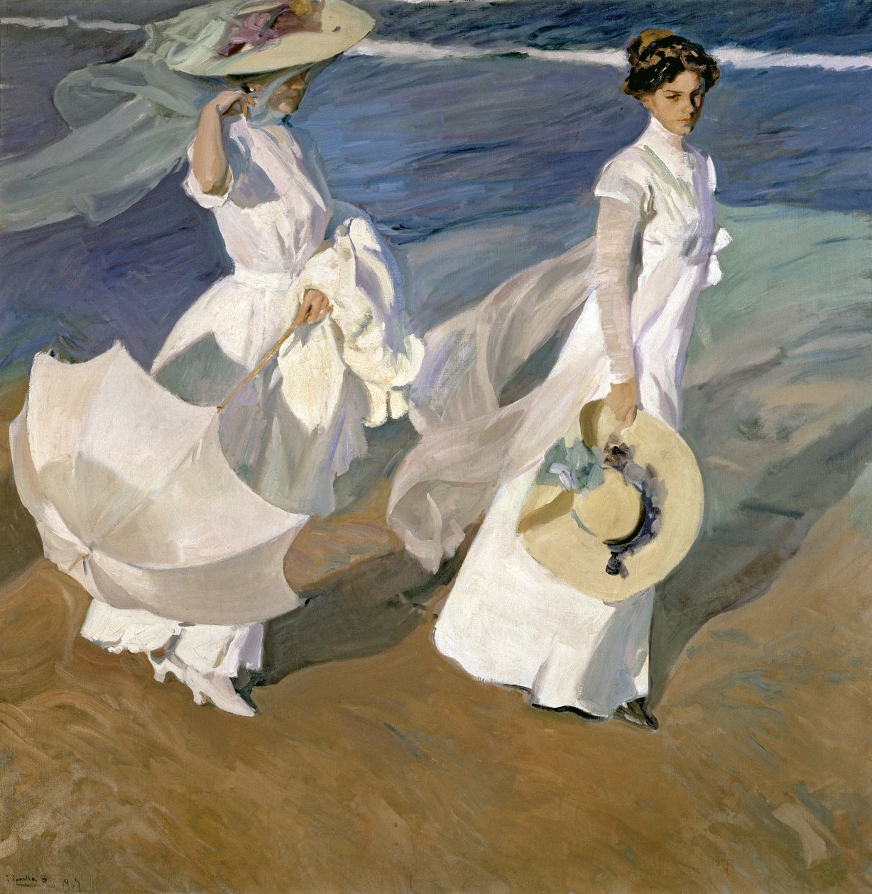 海岸沿いを散歩する、1909 作： JoaquínSorolla
