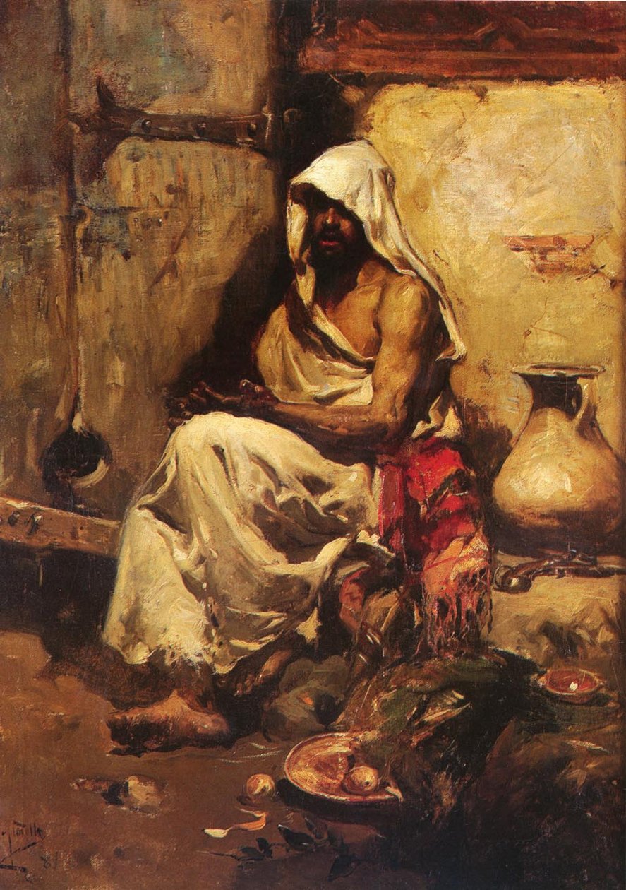 銃を調べるアラブ人 作： JoaquínSorolla