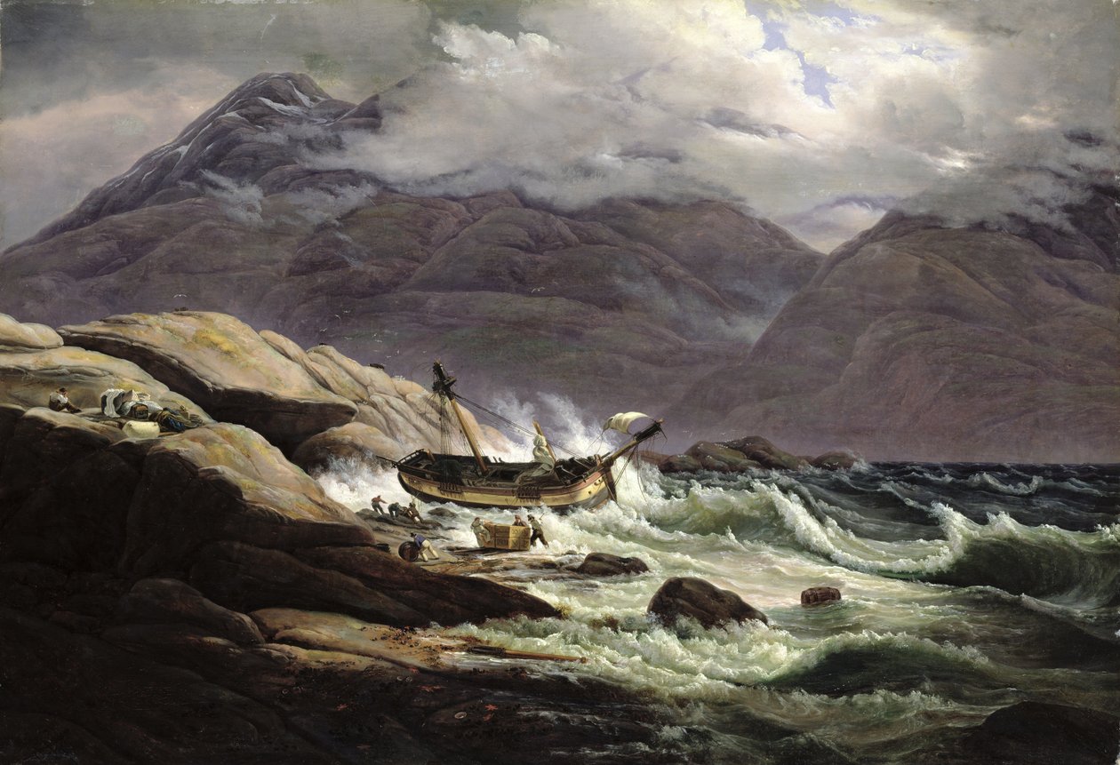 ノルウェー沿岸の難破船、1831年 作： ヨハン・クリスチャン・ダール