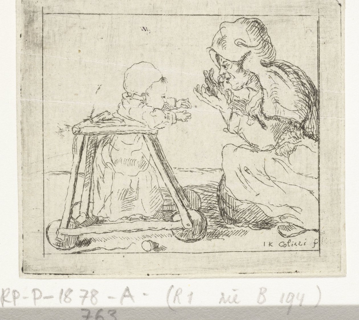 ベビーカーに子供を持つ女性 作： Johan Antoni Kauclitz Colizzi