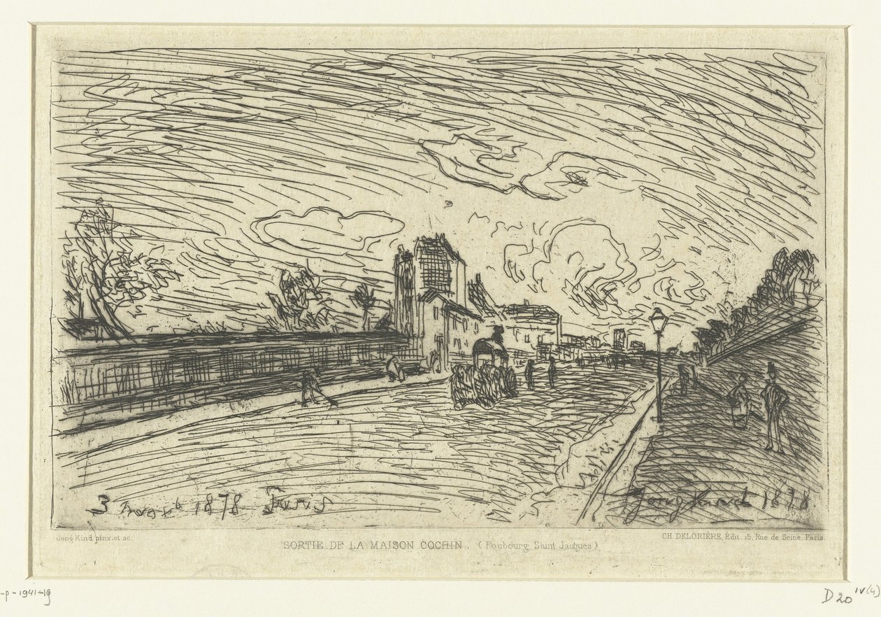 コーチン病院の出口 (フォーブル サン ジャック、パリ) Sortie de la Maison Cochin (Faubourg Saint-Jacques) (オブジェクトのタイトル) 作： ヨハン・バーソルド・ジョンキンド